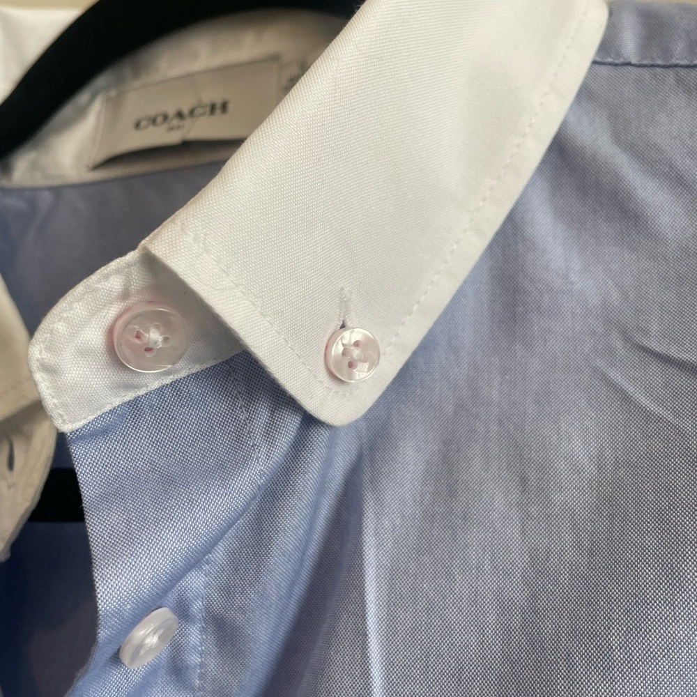 Coach 1941 Tailored Button Down Long Sleeve Shirt Top Blue Women’s Sz 12 Preppy - Picture 7 of 13